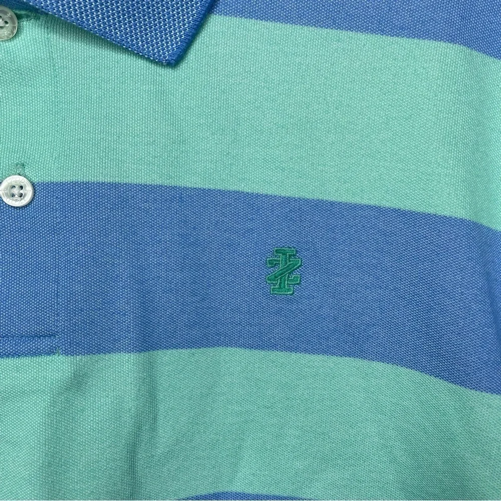 IZOD Men’s Advantage Performance Stretch Polo Shirt Size XL Blue‎ Green Striped